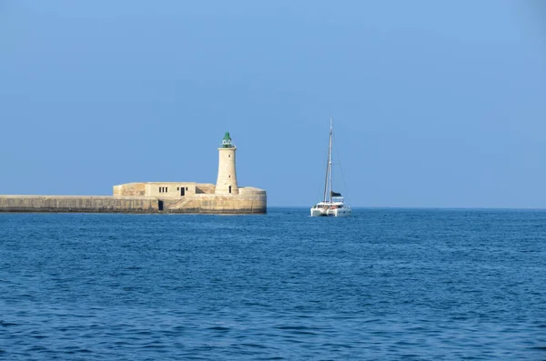 Marine Scene Lighthouse Blue Sky — Stock Photo, Image