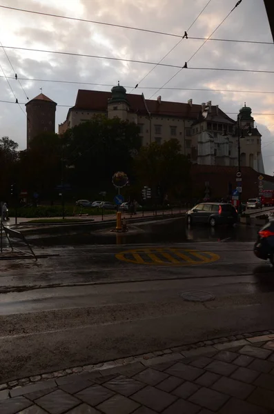 Blick Auf Architektur Abendliche Straßenszene — Stockfoto