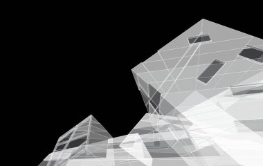 3D mimari illüstrasyon, soyut duvar kağıdı