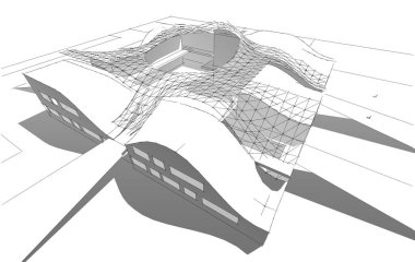 3D mimari illüstrasyon, soyut duvar kağıdı