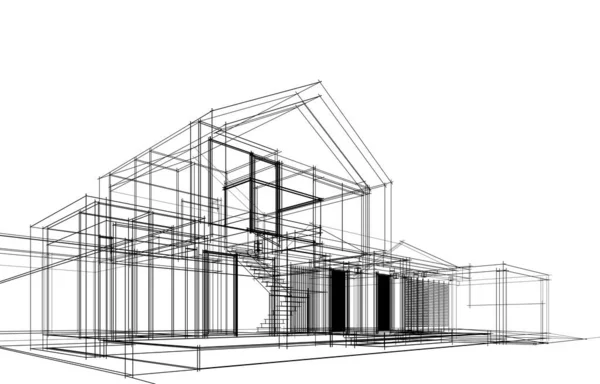 最小限の3D建築プロジェクト建築芸術 — ストック写真