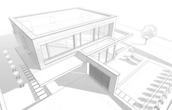 Минимальный Архитектурный Проект Архитектурное Искусство — стоковое фото