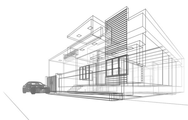 最小限の3D建築プロジェクト建築芸術 — ストック写真