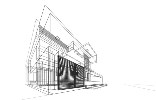 最低3D建筑项目 建筑艺术 — 图库照片