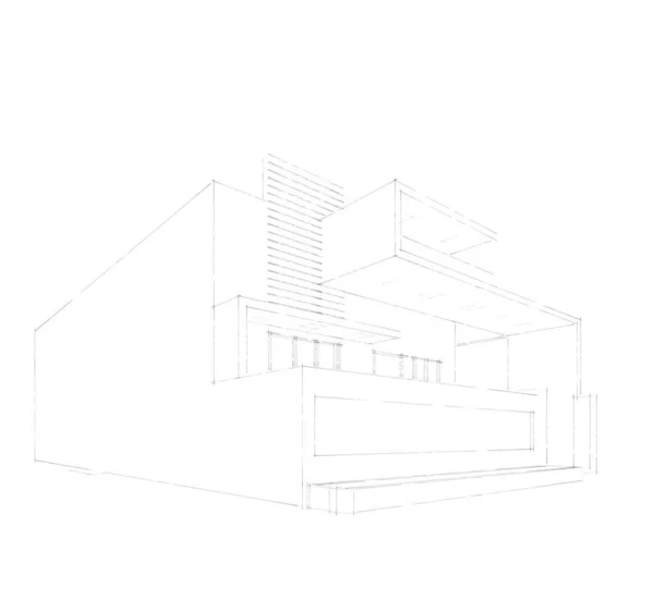 最小限の3D建築プロジェクト建築芸術 — ストック写真