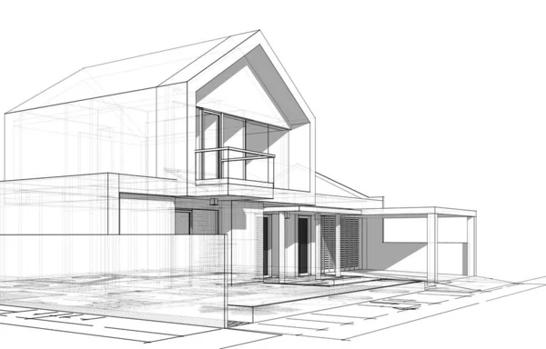 最小限の3D建築プロジェクト建築芸術 — ストック写真