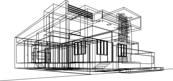 最低3D建筑项目 建筑艺术 — 图库矢量图片