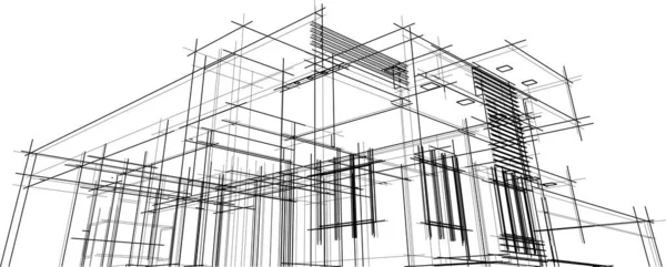 最低3D建筑项目 建筑艺术 — 图库矢量图片