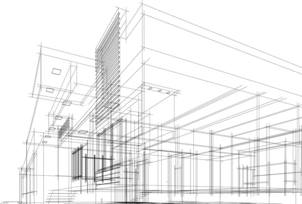 最小限の3D建築プロジェクト建築芸術 — ストックベクタ