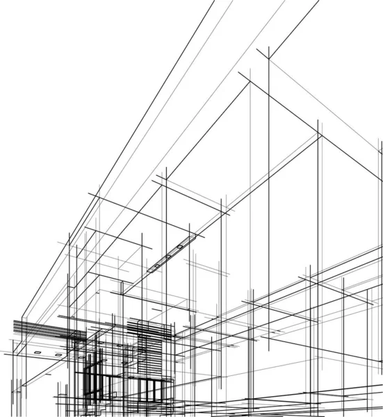 Minimalny Projekt Architektoniczny Sztuka Architektoniczna — Wektor stockowy
