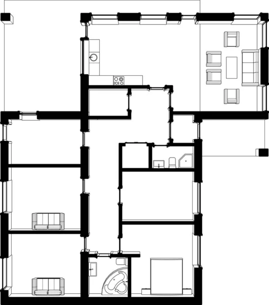 Minimalny Projekt Architektoniczny Sztuka Architektoniczna — Wektor stockowy