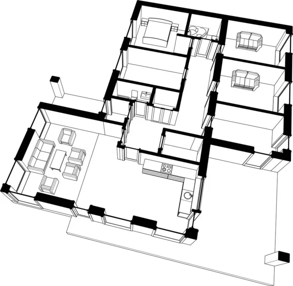 最低3D建筑项目 建筑艺术 — 图库矢量图片