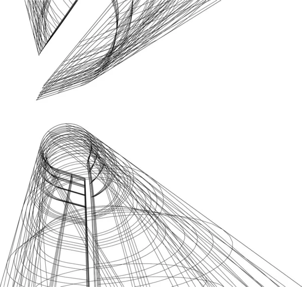 Liniert Architekturkunst Digitale Tapete — Stockvektor