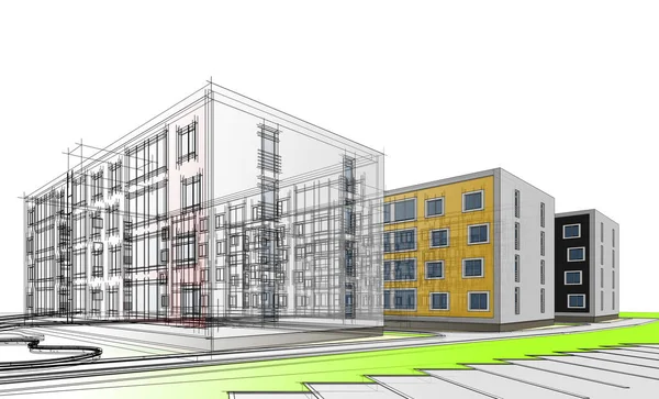 Sztuka Architektoniczna Cyfrowa Tapeta — Zdjęcie stockowe