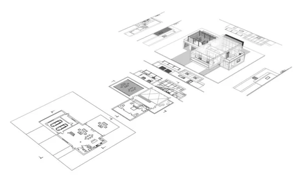 Projekt Architektoniczny Sztuka Cyfrowa — Zdjęcie stockowe