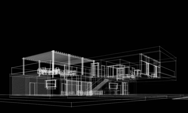 Projekt Architektoniczny Sztuka Cyfrowa — Zdjęcie stockowe