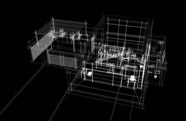 Architektonický Projekt Digitální Umění — Stock fotografie