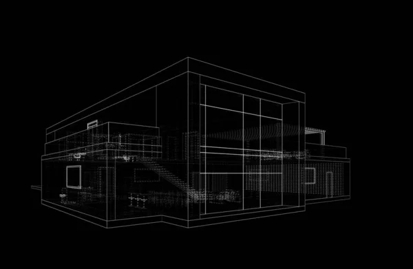 Projekt Architektoniczny Sztuka Cyfrowa — Zdjęcie stockowe