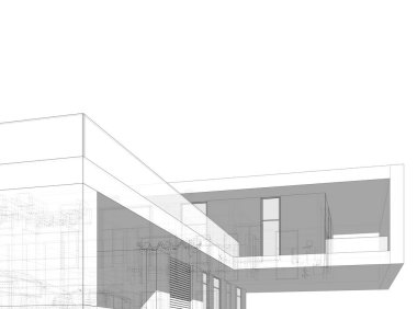 3d mimari proje, dijital illüstrasyon