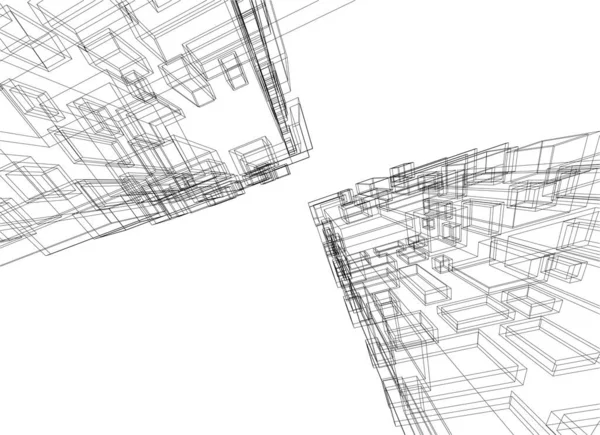 3D建築美術 デジタル壁紙 — ストックベクタ