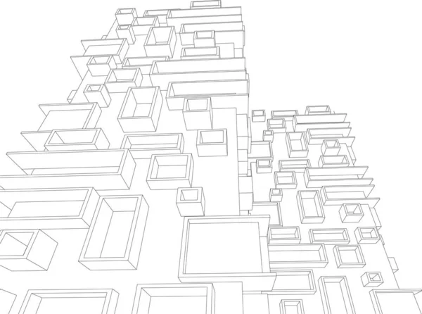 3D建築美術 デジタル壁紙 — ストックベクタ