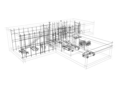 3d mimari proje, dijital illüstrasyon