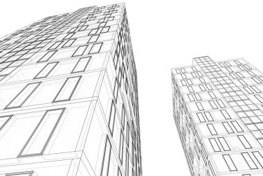 Mimari binalar 3d vektör çizimi