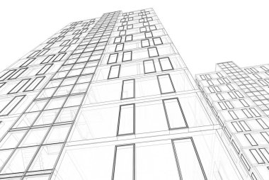 Mimari binalar 3d vektör çizimi