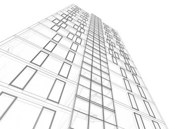 Mimari binalar 3d vektör çizimi