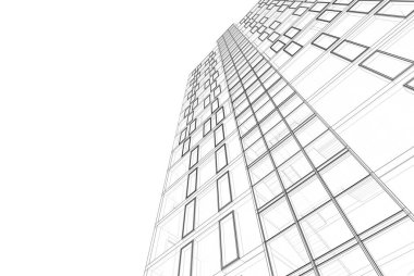 Mimari binalar 3d vektör çizimi