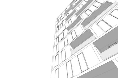 Mimari binalar 3d vektör çizimi
