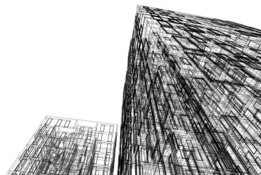 Mimari binalar 3d vektör çizimi