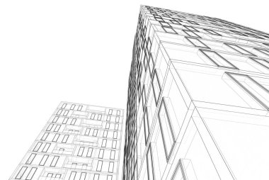 Mimari binalar 3d vektör çizimi