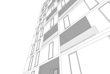 Mimari binalar 3d vektör çizimi