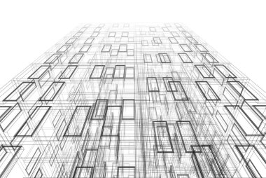 Mimari binalar 3d vektör çizimi