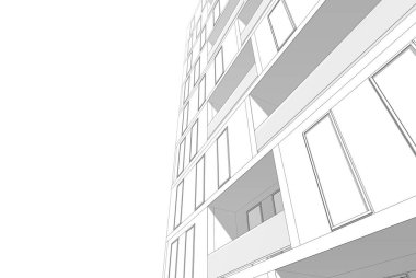 Mimari binalar 3d vektör çizimi