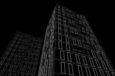 Mimari binalar 3d vektör çizimi