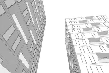 Mimari binalar 3d vektör çizimi