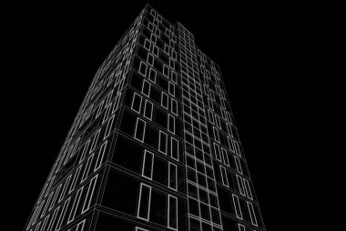 Mimari binalar 3d vektör çizimi