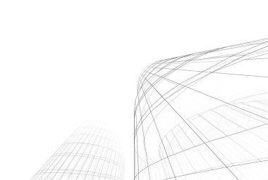 Mimari binalar 3d vektör çizimi