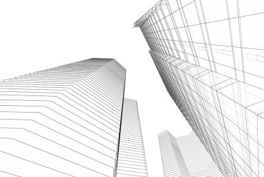 Mimari binalar 3d vektör çizimi