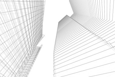 Mimari binalar 3d vektör çizimi