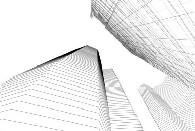 Mimari binalar 3d vektör çizimi