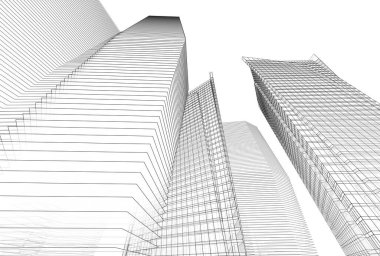 Mimari binalar 3d vektör çizimi