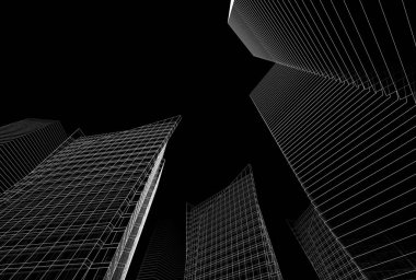 Mimari binalar 3d vektör çizimi