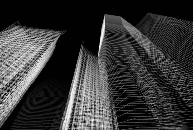 Mimari binalar 3d vektör çizimi