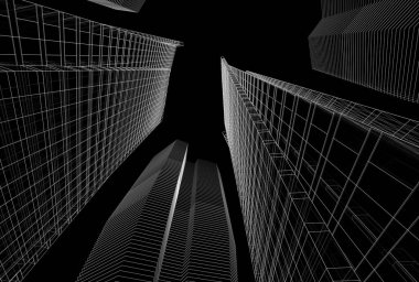 Mimari binalar 3d vektör çizimi