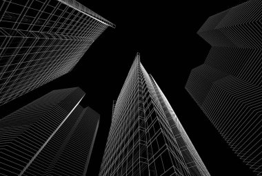 Mimari binalar 3d vektör çizimi