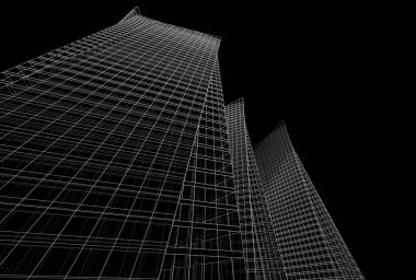 Mimari binalar 3d vektör çizimi