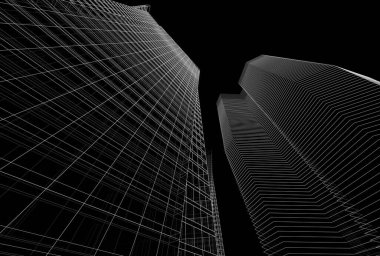 Mimari binalar 3d vektör çizimi